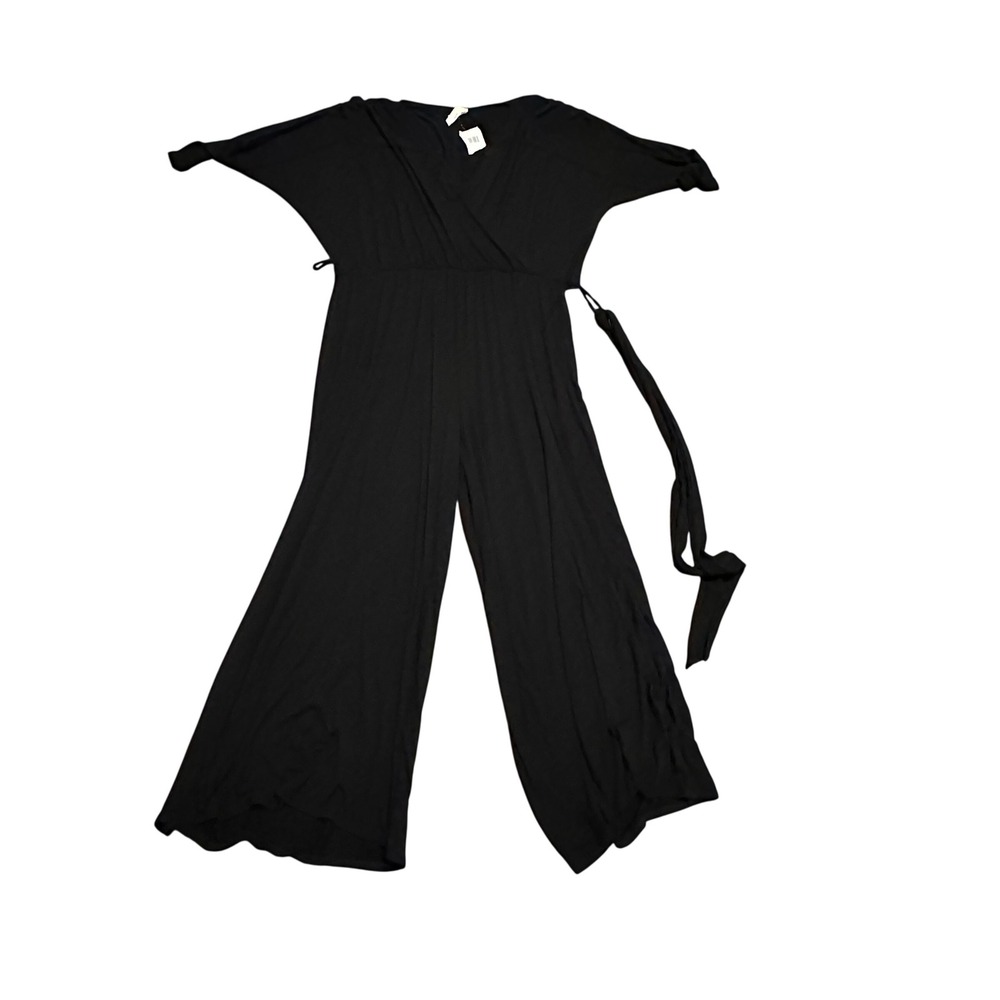 Loveappella Womens Black Wide Leg‎ Surplice Jumpsuit Size 2X NWT X2871-SMO